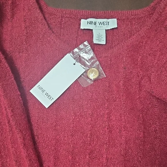 Nine West Burgundy Sweater with Gold Button Details - Picture 3 of 9